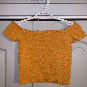 Yellow Ardene off the shoulder crop top